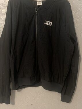 Victoria's Secret PINK Black Full-Zip Bomber Jacket